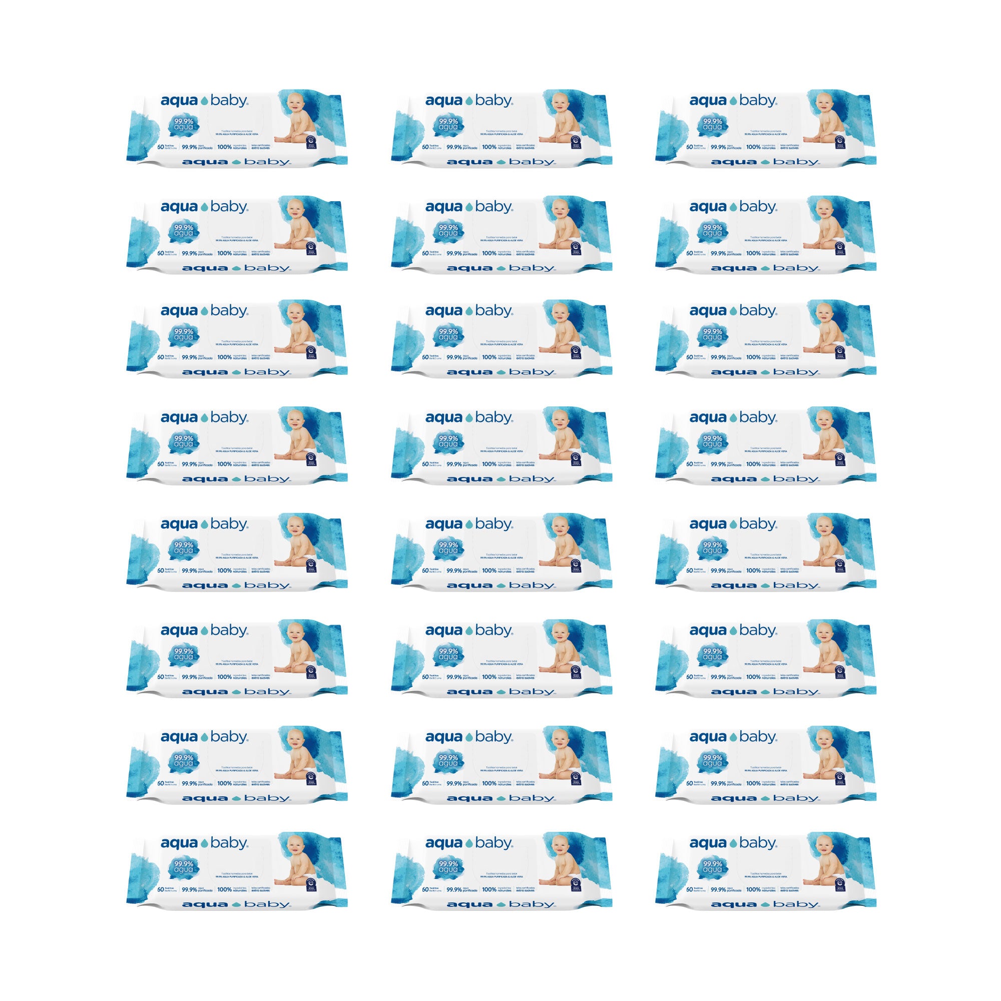 Aqua Baby 24 Bolsas de 60 Toallitas Húmedas