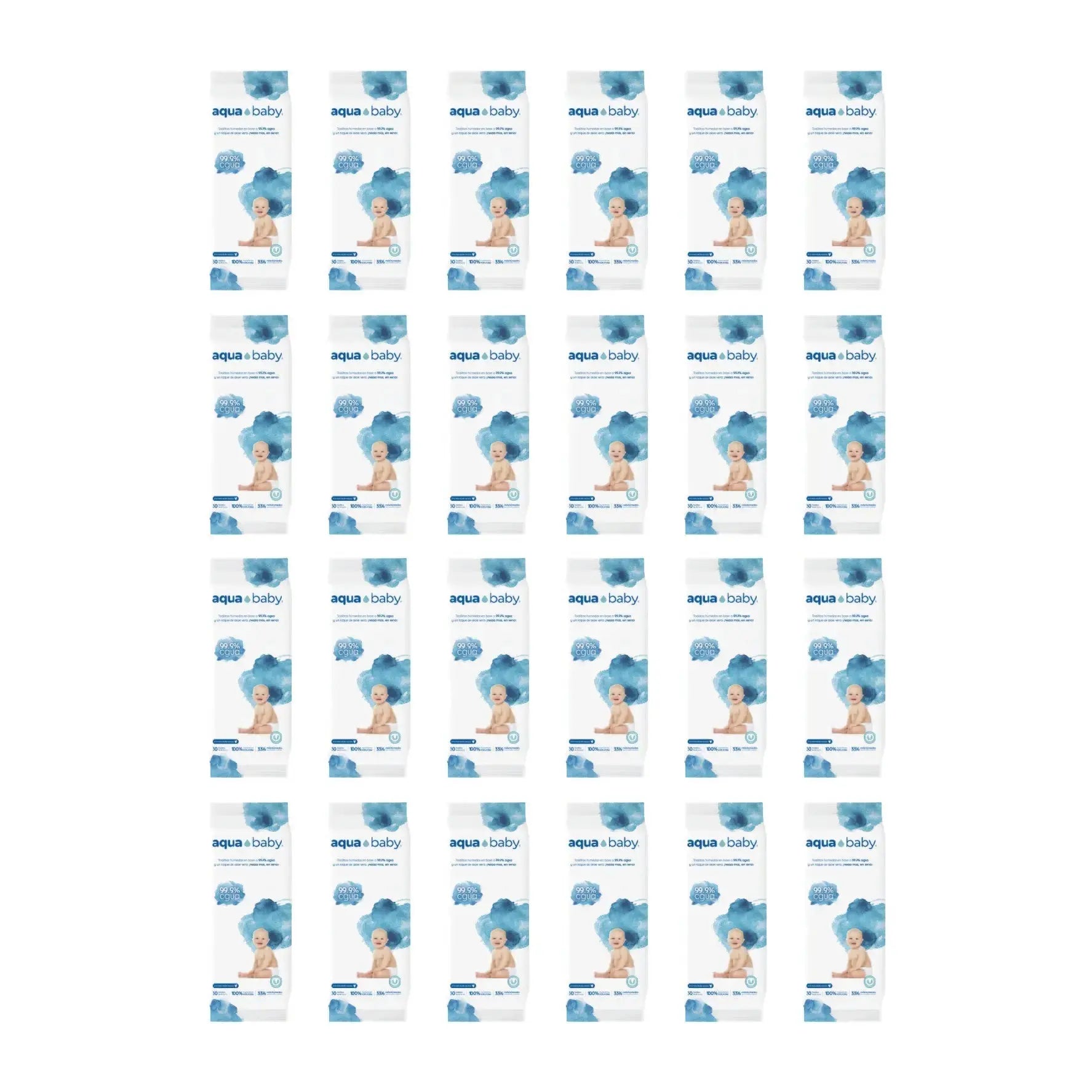 Caja de 24 Bolsas de 30 Toallitas Húmedas Aqua Baby
