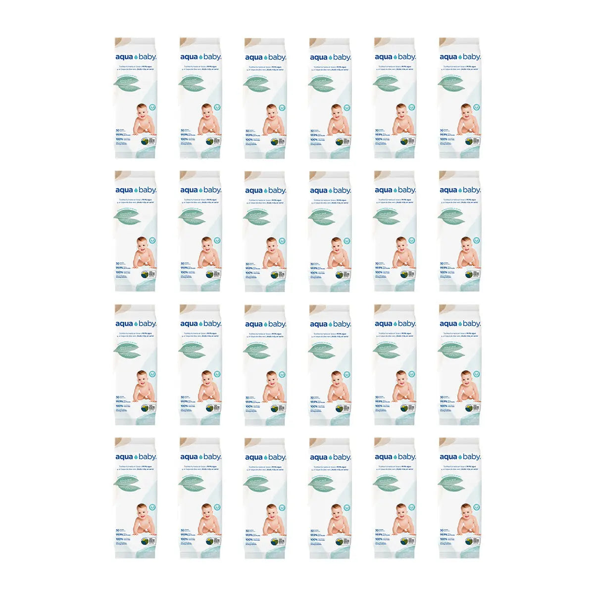 Caja de 24 Bolsas de 30 Toallitas Húmedas Biodegradables Aqua Baby Aqua Baby