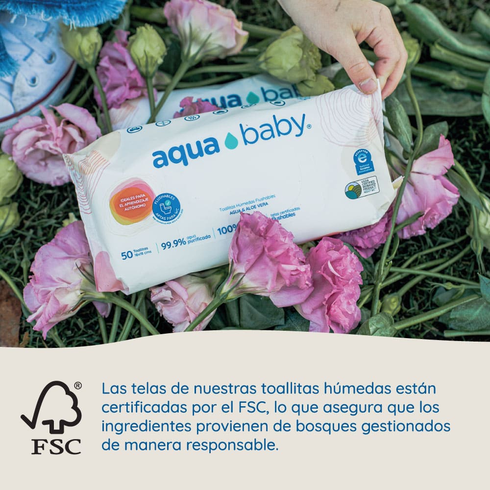 Aqua Baby Flushables 18 Bolsas de 50 Toallitas Húmedas