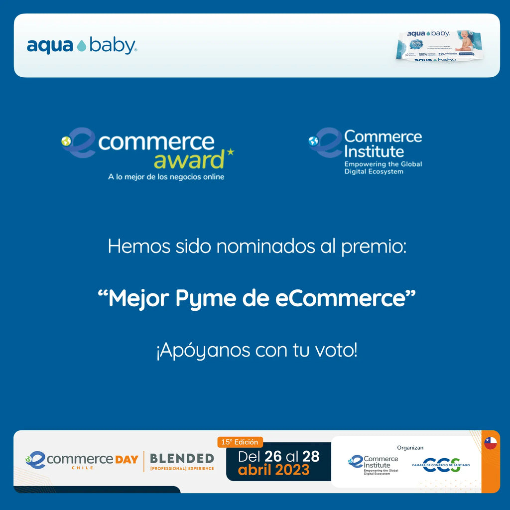 Aqua Baby es finalista "Mejor Pyme de eCommerce" en los eCommerce Awards Chile 2023 🎉