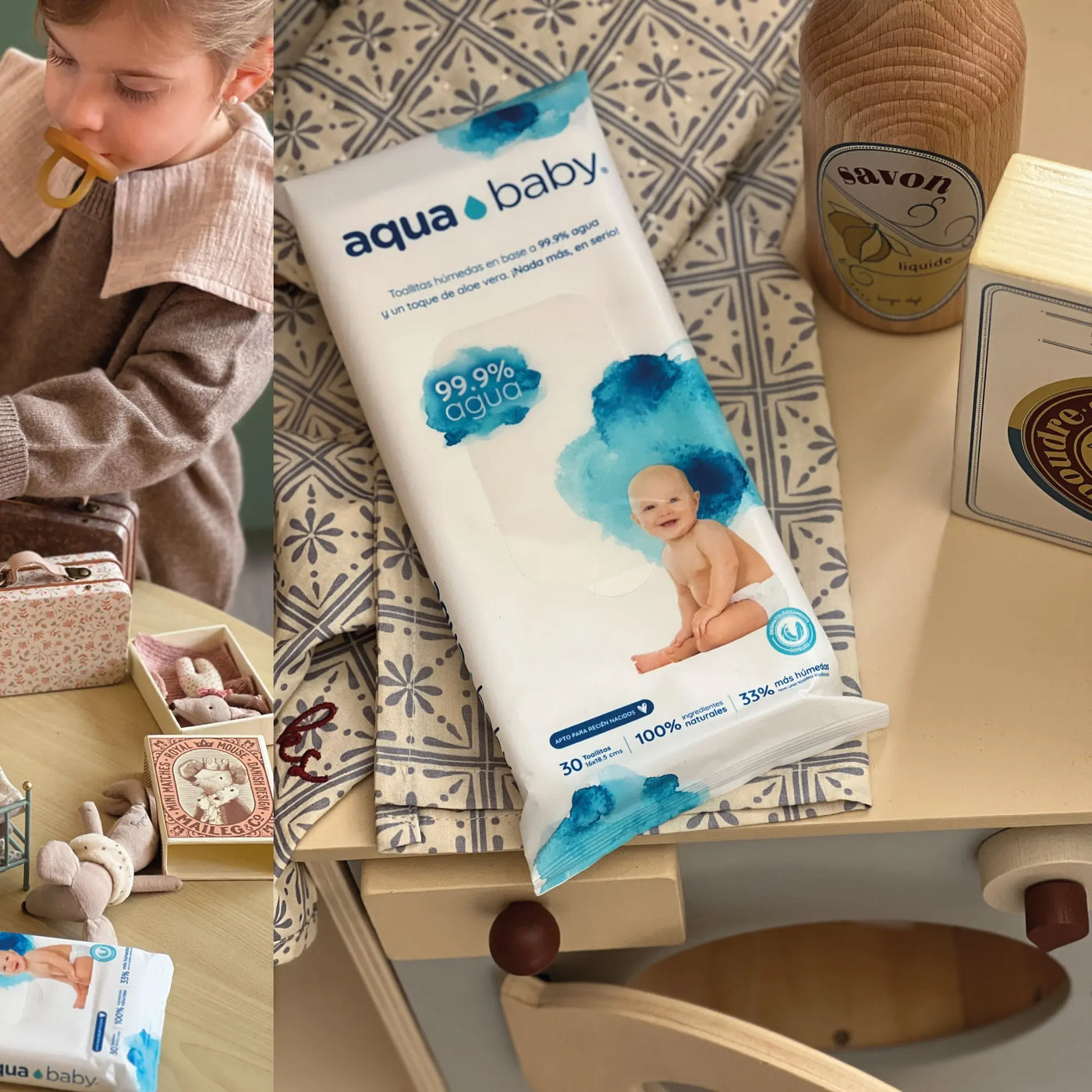 Toallitas infantiles Cuidado Total Aqua pack 3 paquete 48 unidades