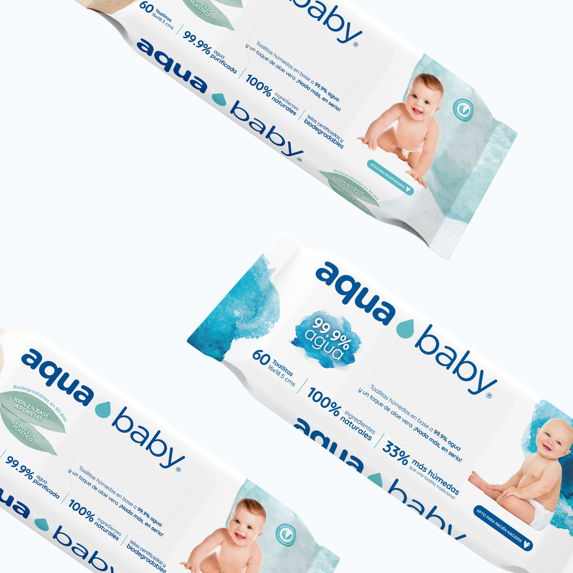 Caja 12 toallitas húmedas, 60 uds c/u, Aqua Baby - Aqua Baby
