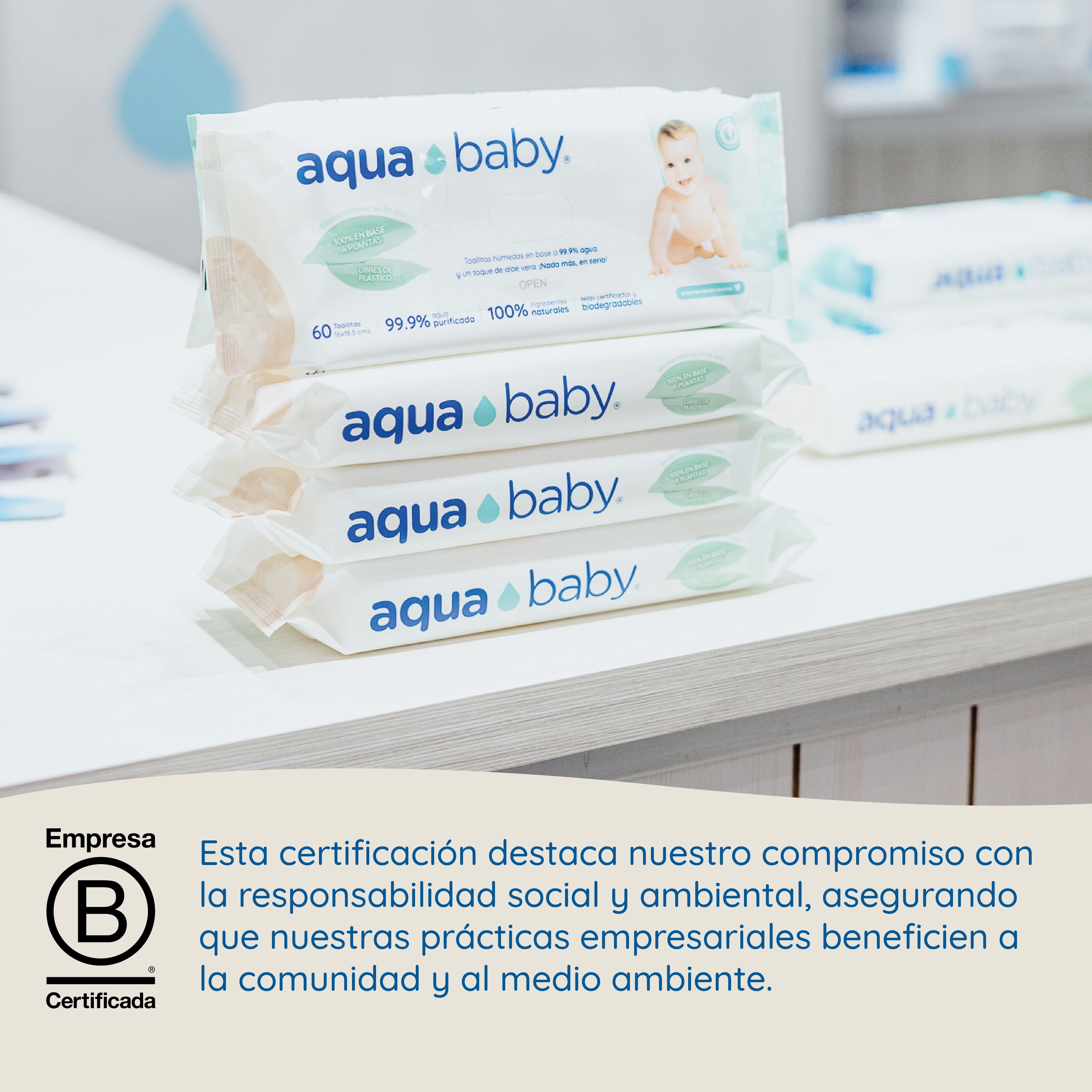 Aqua Baby Biodegradables 12 Bolsas de 60 Toallitas Húmedas