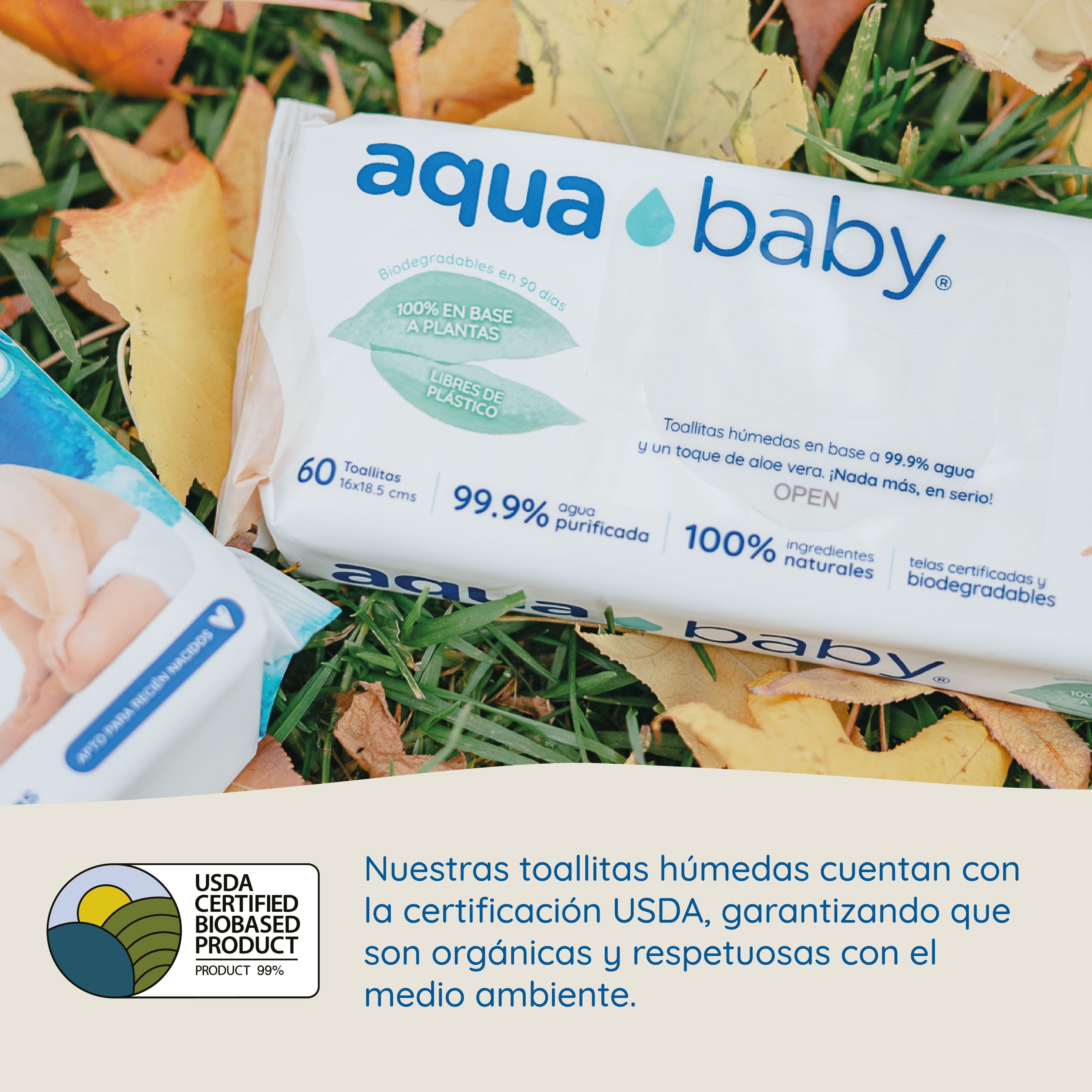 Aqua Baby Biodegradables 24 Bolsas de 60 Toallitas Húmedas