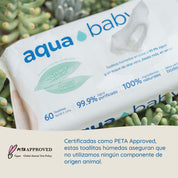 Aqua Baby Biodegradables 24 Bolsas de 60 Toallitas Húmedas