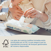 Aqua Baby Biodegradables 12 Bolsas de 60 Toallitas Húmedas