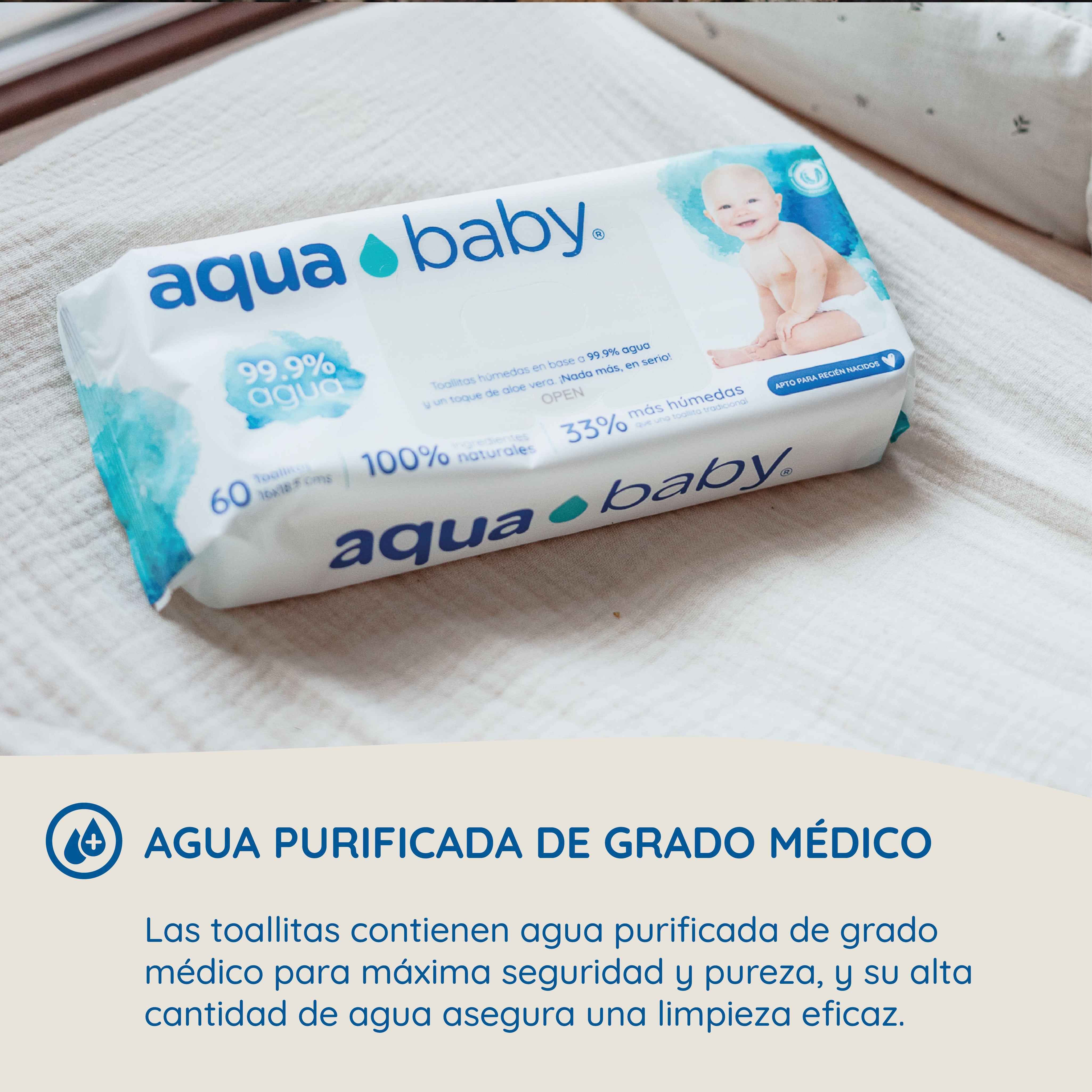 Aqua Baby 12 Bolsas de 60 Toallitas Húmedas