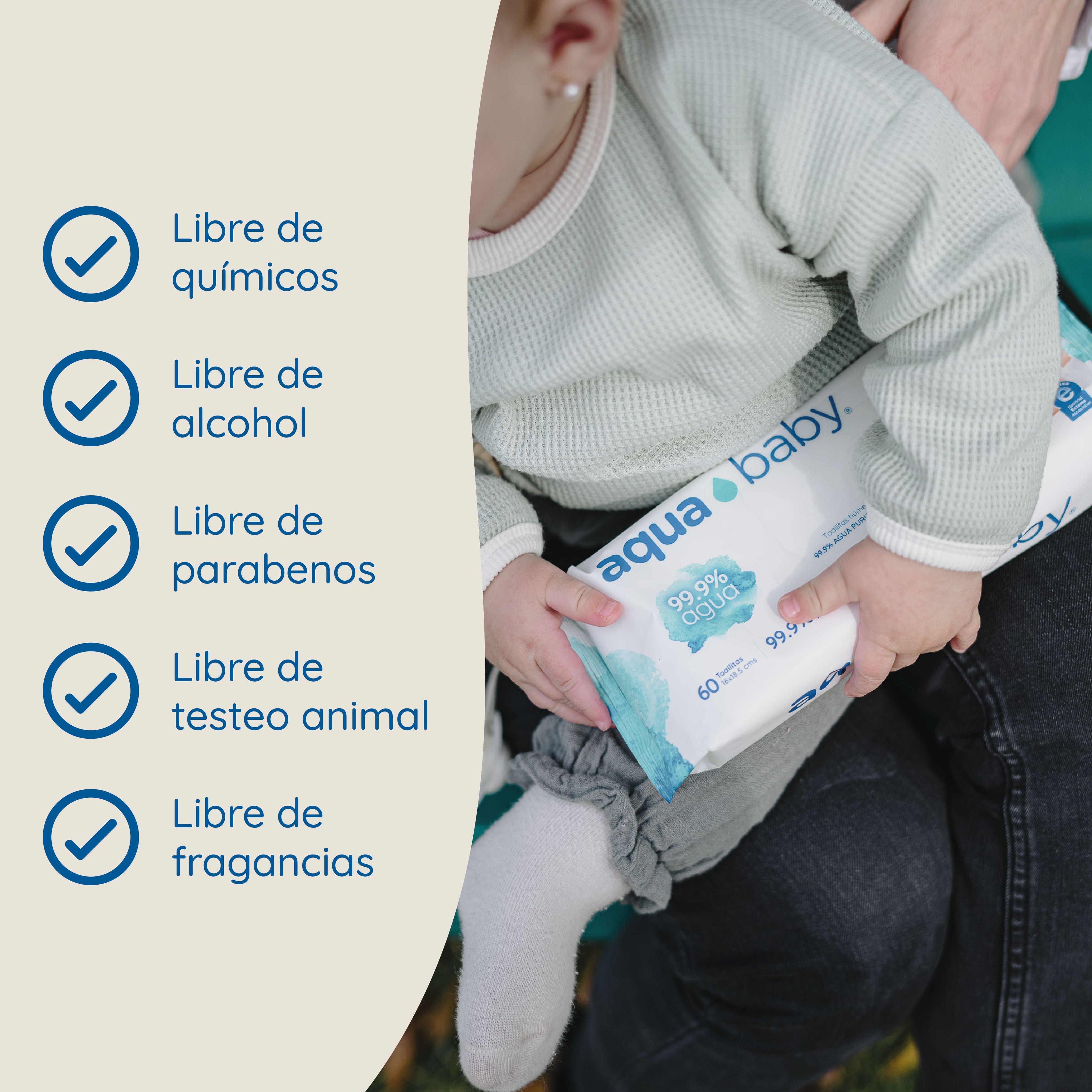Aqua Baby 6 Bolsas de 60 Toallitas Húmedas